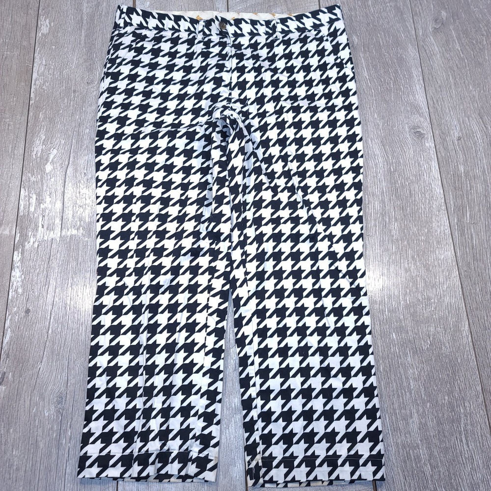 Loudmouth Golf Pants Mens 40x27 Black White Houndstooth Flat Front Trousers
